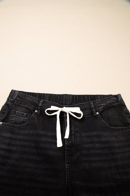 Hazel Blues® | Blue Acid Wash Contrast Lace-up Jeans