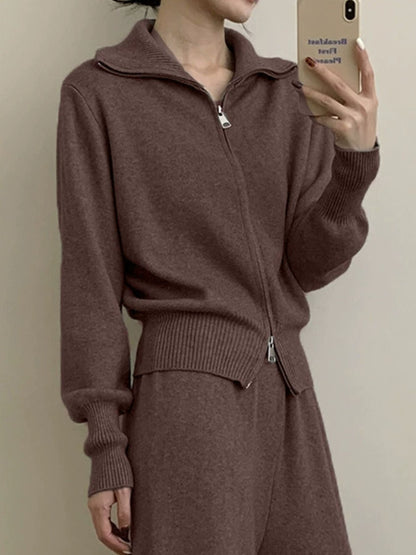 Hazel Blues® |  Zip Up Outerwear and Wide Leg Pants Set