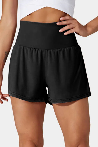 Hazel Blues® |  Black Pocketed Wide Waistband Swim Shorts