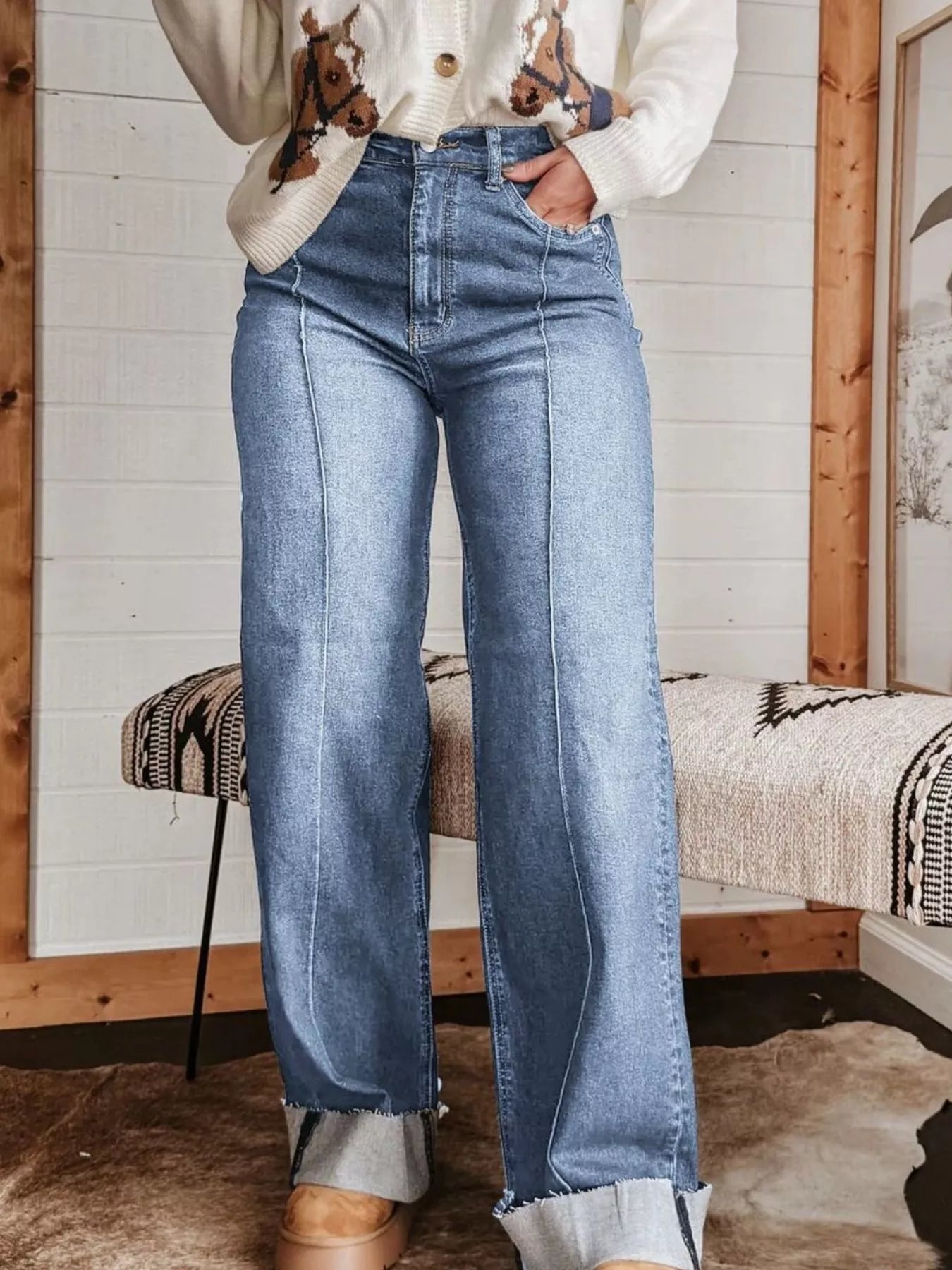 Hazel Blues® |  High-Waisted Wide Leg Jeans
