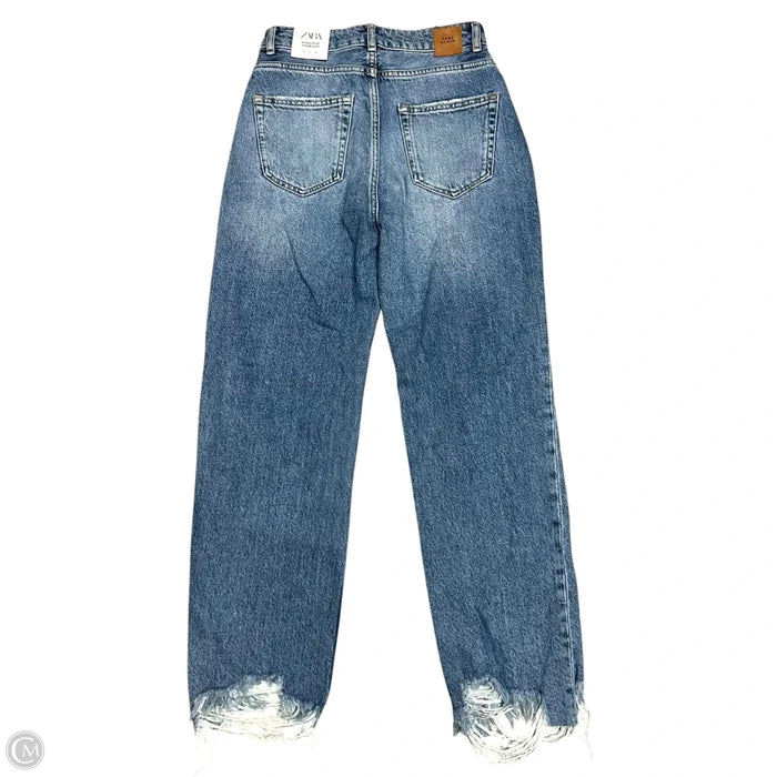 Jeans Straight By Zara In Blue Denim, Size: 0