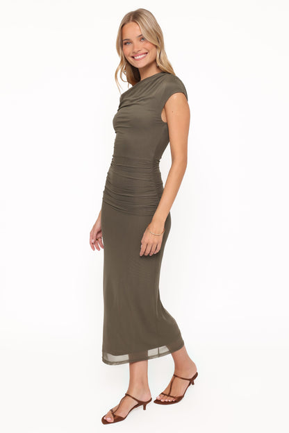 Abbie Off Shoulder Maxi Dress - Olive