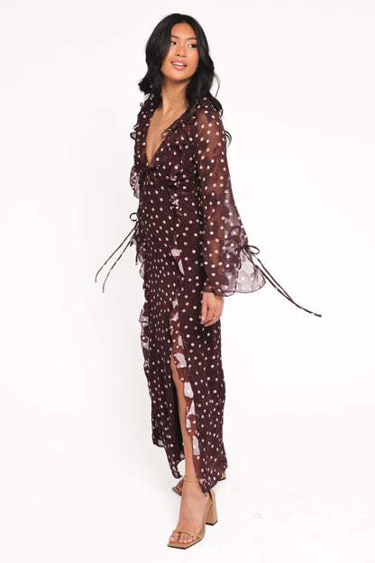 Delta Maxi Dress - Plum Polka Dot