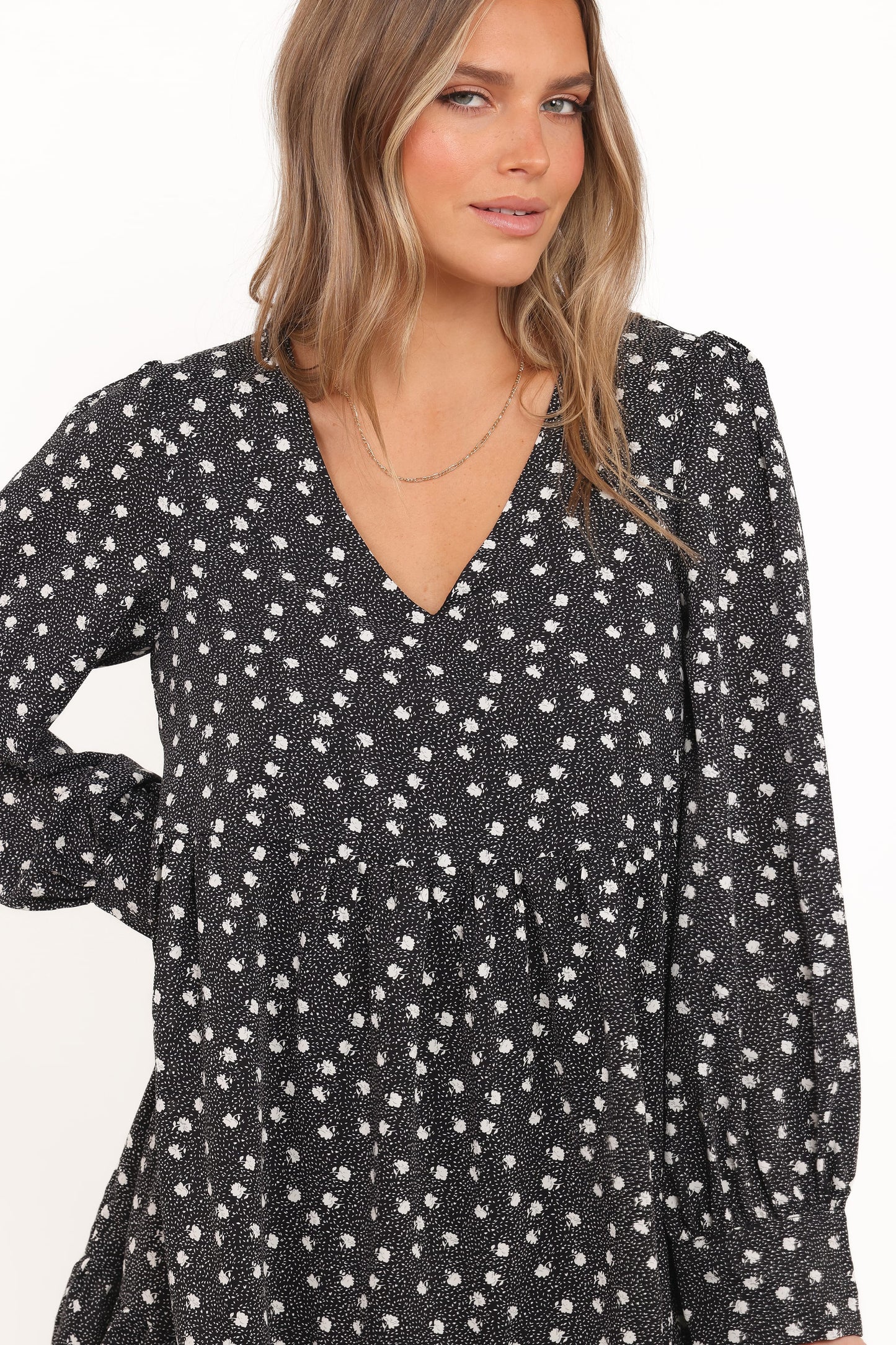 Frankie Long Sleeve Mini Dress - Black Floral