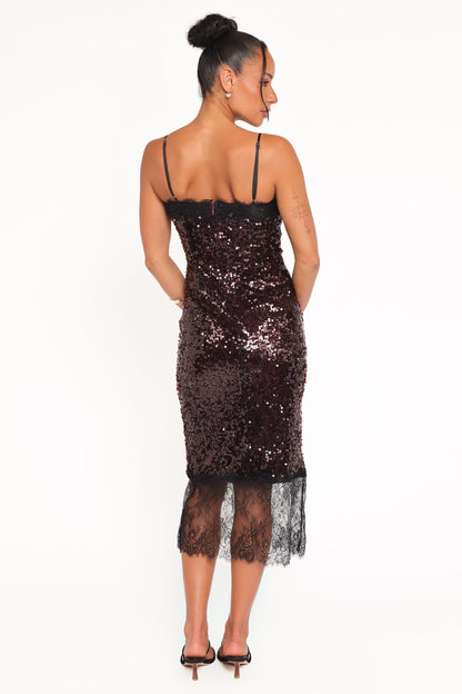 Frida Lace Midi Dress - Burgundy