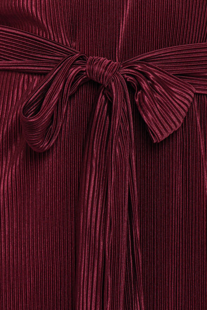Joy Plisse Mini Dress - Burgundy