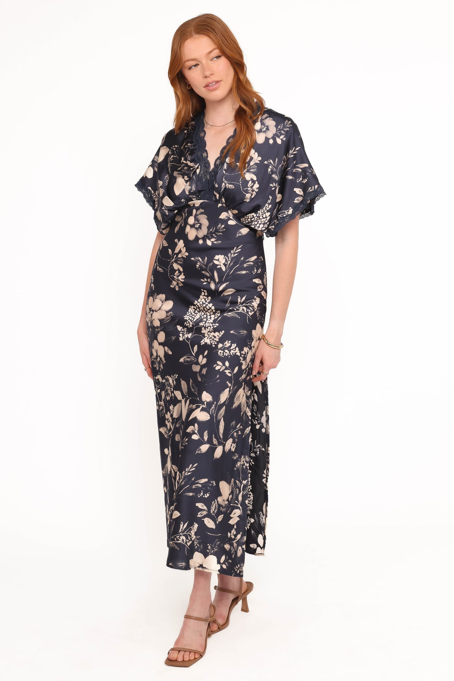 Laurent Midi Dress - Navy Cream Floral