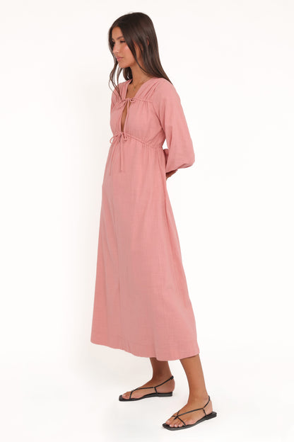 Riven Long Sleeve Maxi Dress - Pink
