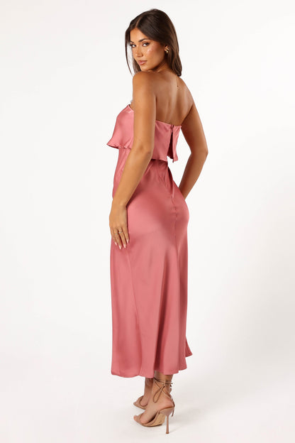 Vienna Strapless Midi Dress - Dusty Rose