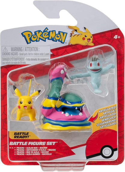 Pokémon Battle Figure 3 Pack W19 - Machop, Pikachu & Alolan Muk