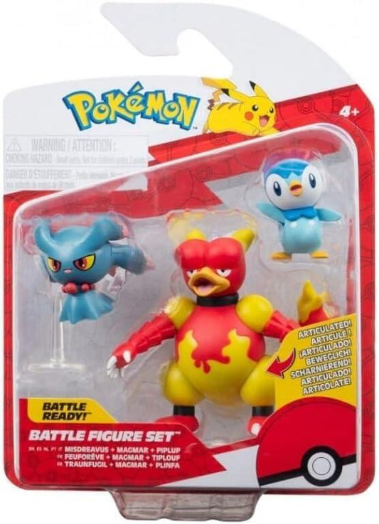 Pokémon Battle Figure 3 Pack W20 - Piplup, Misdreavus With Stand & Magmar