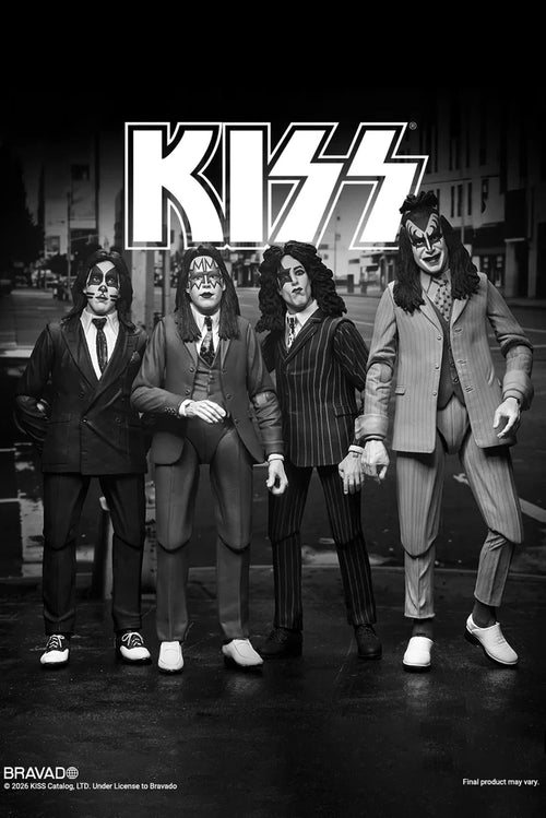 *PRE-ORDER KISS 7 Inch Scale Ultimate Action Figure 4 Pack - Dressed To Kill Album Cover