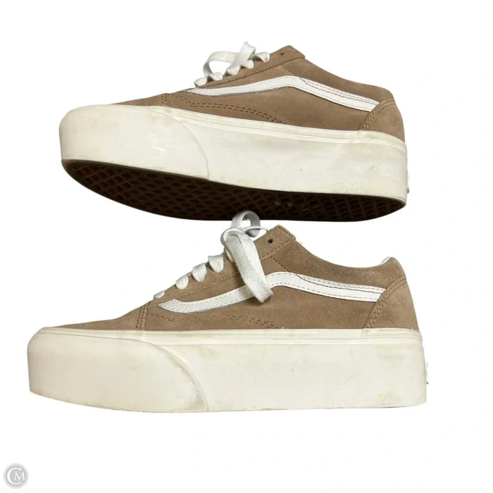 Shoes Sneakers Platform By Vans In Brown & White, Size: 7
