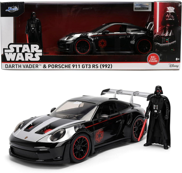 Star Wars 1:24 Scale Jada Hollywood Rides Die Cast Vehicle - Darth Vader & Porsche 911 GT3 RS (992)