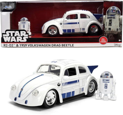 Star Wars 1:24 Scale Jada Hollywood Rides Die Cast Vehicle - R2-D2 & 1959 Volkswagen Drag Beetle