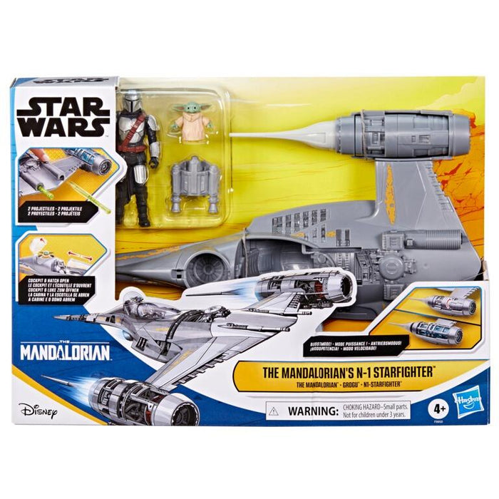 Star Wars Epic Hero Series 4 Inch Scale Vehicle - The Mandalorian's N-1 Starfighter w/ The Mandalorian & Grogu