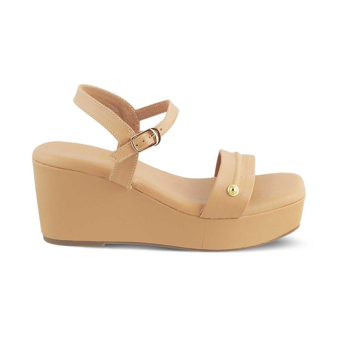 The Amst Beige Women's Dress Wedge Sandals Tresmode - Tresmode