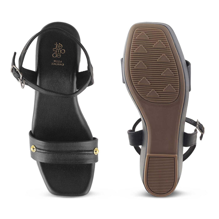 The Amst Black Women's Dress Wedge Sandals Tresmode - Tresmode