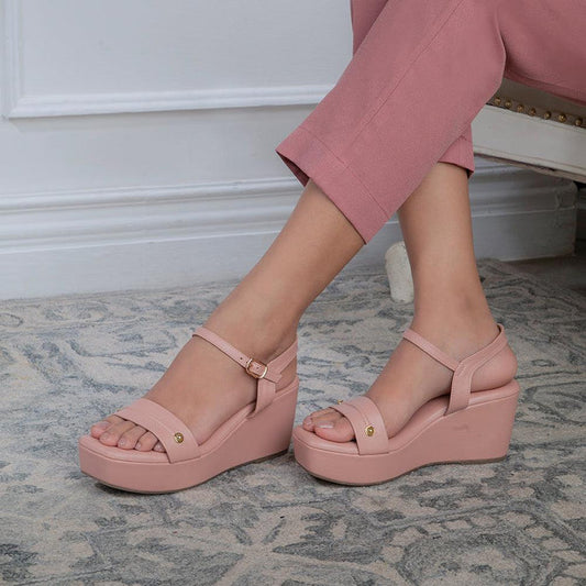 The Amst Pink Women's Dress Wedge Sandals Tresmode - Tresmode