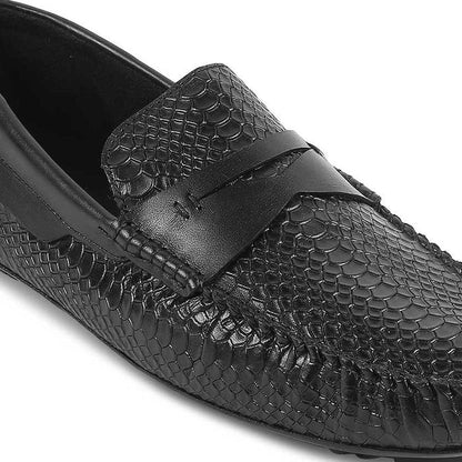 The Argon Black Men's Leather Driving Loafers Tresmode - Tresmode