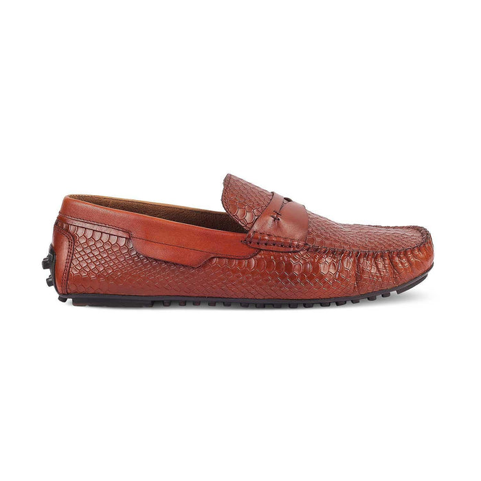 The Argon Tan Men's Leather Driving Loafers Tresmode - Tresmode