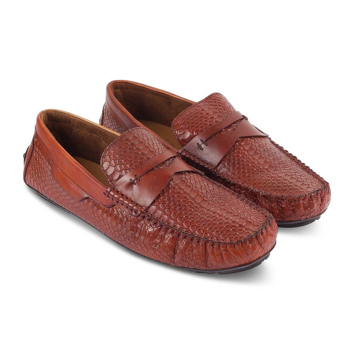 The Argon Tan Men's Leather Driving Loafers Tresmode - Tresmode