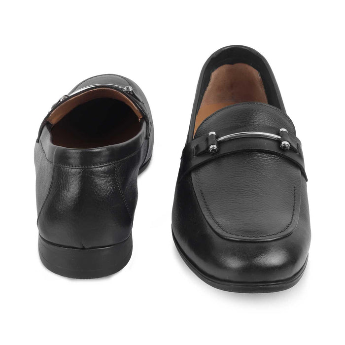 The Bone Black Men's Leather Loafers Tresmode - Tresmode
