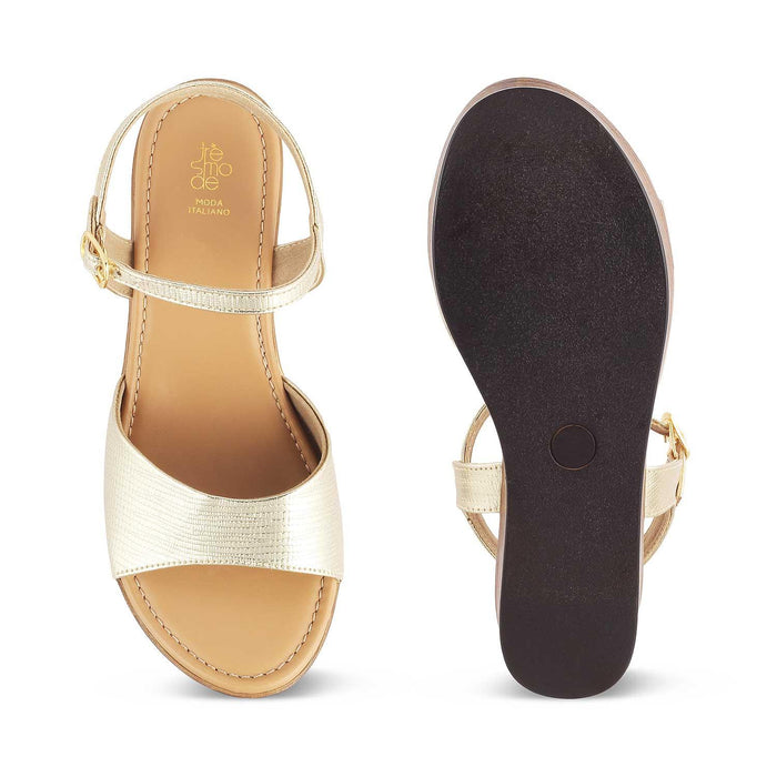 The Cannes Gold Women's Dress Wedge Sandals Tresmode - Tresmode
