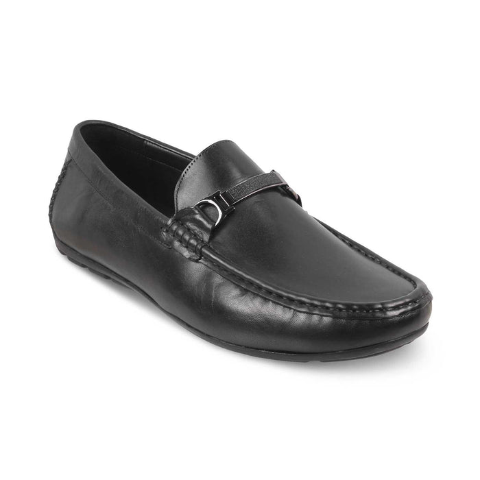 The Cegold Black Men's Leather Driving Loafers Tresmode - Tresmode