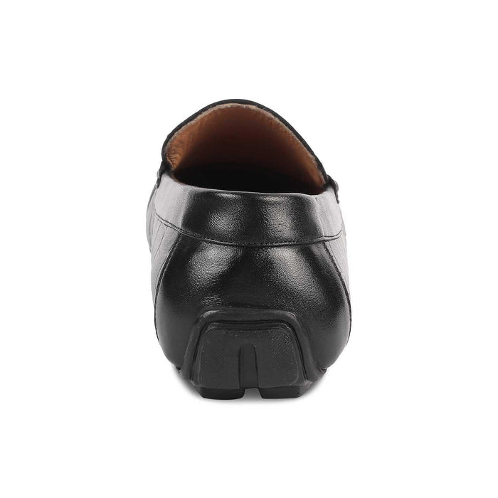 The Docks Black Men's Leather Driving Loafers Tresmode - Tresmode