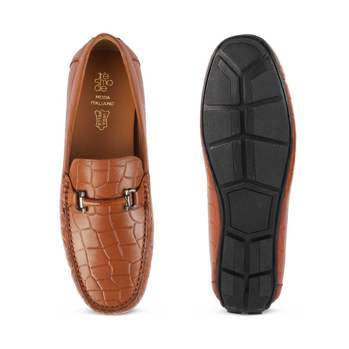 The Docks Tan Men's Leather Driving Loafers Tresmode - Tresmode