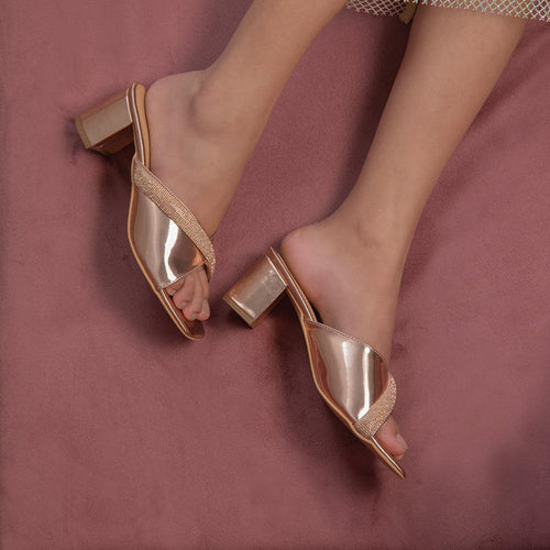 The Elan Champagne Women's Dress Block Heel Sandals Tresmode - Tresmode