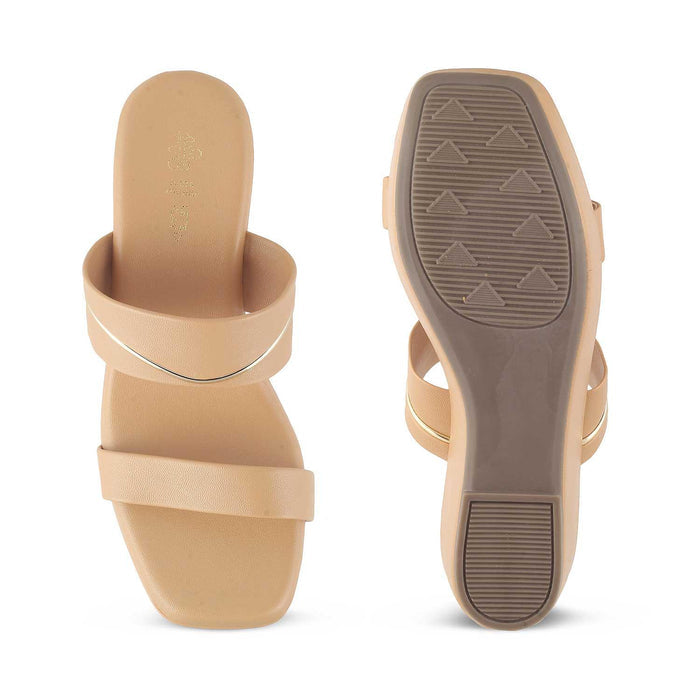 The Fame Beige Women's Dress Wedge Sandals Tresmode - Tresmode