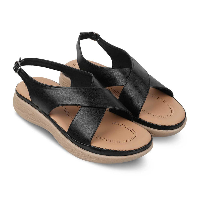 The Havit Black Women's Casual Wedge Sandals Tresmode - Tresmode
