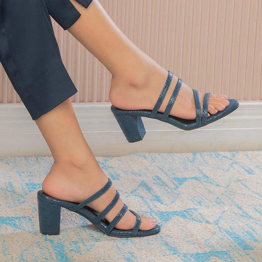 The Imulate Blue Women's Dress Block Heel Sandals Tresmode - Tresmode
