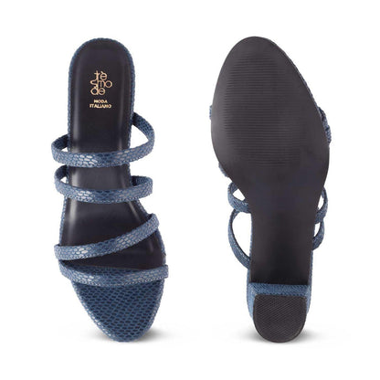 The Imulate Blue Women's Dress Block Heel Sandals Tresmode - Tresmode