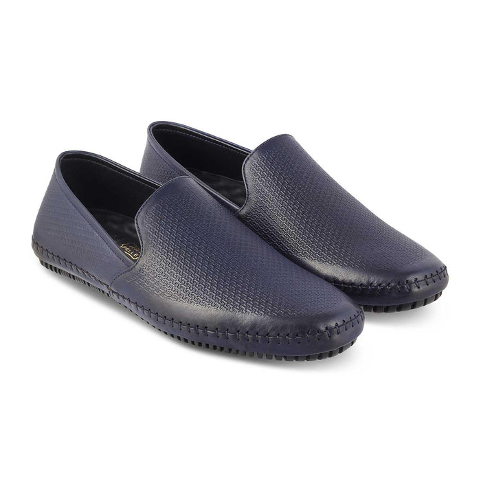 The Kslip Blue Men's Leather Loafers Tresmode - Tresmode