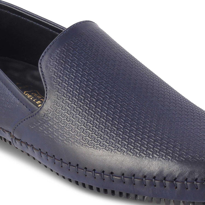 The Kslip Blue Men's Leather Loafers Tresmode - Tresmode
