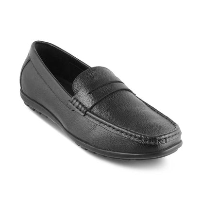 The Lemec Black Men's Leather Penny Loafers Tresmode - Tresmode