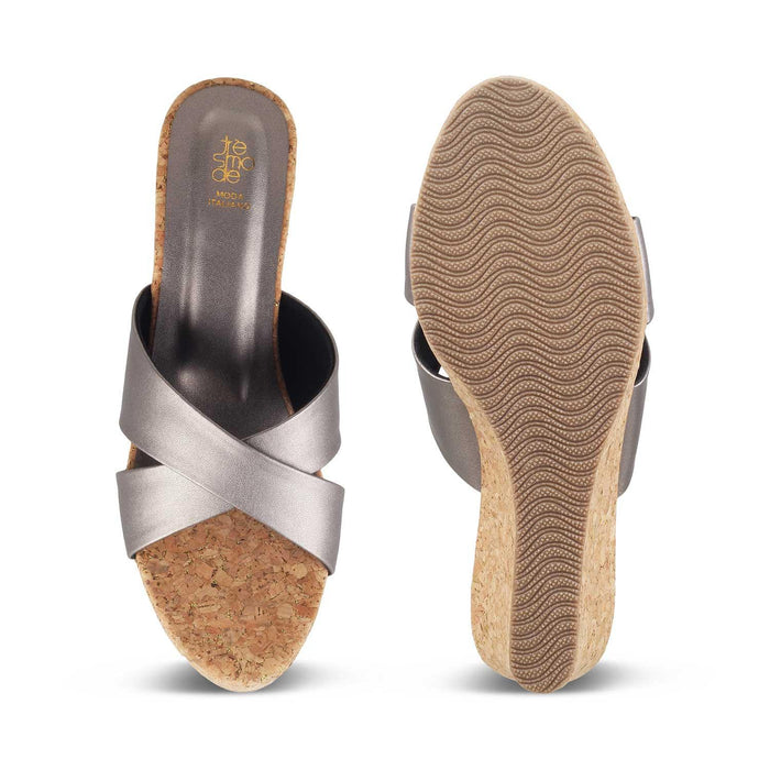 The Lyon Pewter Women's Dress Wedge Sandals Tresmode - Tresmode