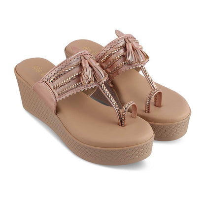 The Makol Champagne Women's Dress Wedge Sandals Tresmode - Tresmode