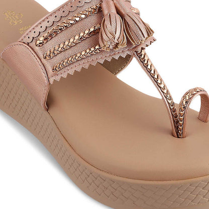 The Makol Champagne Women's Dress Wedge Sandals Tresmode - Tresmode