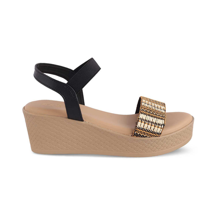 The Medge Black Women's Dress Wedge Sandals Tresmode - Tresmode