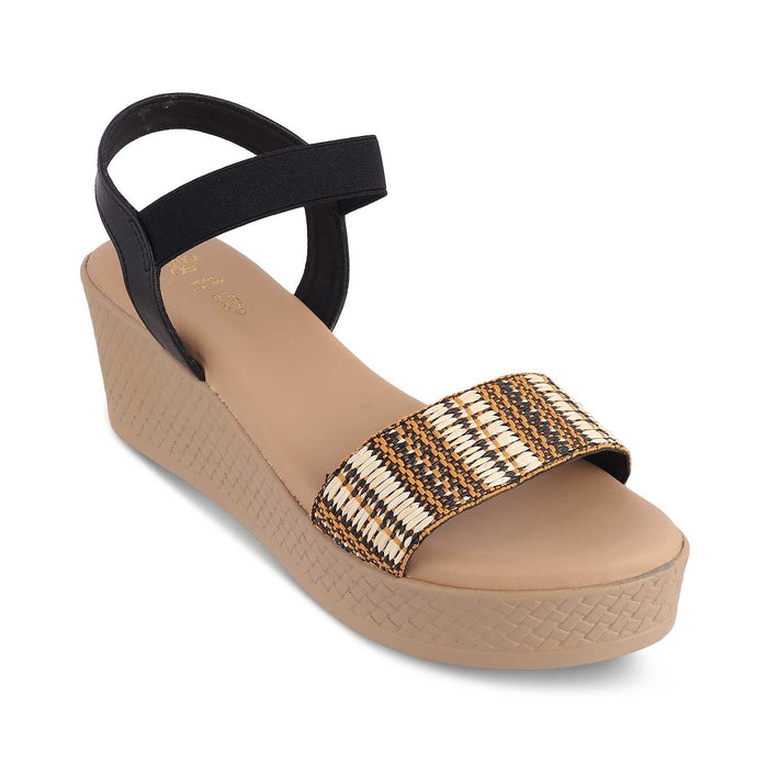 The Medge Black Women's Dress Wedge Sandals Tresmode - Tresmode