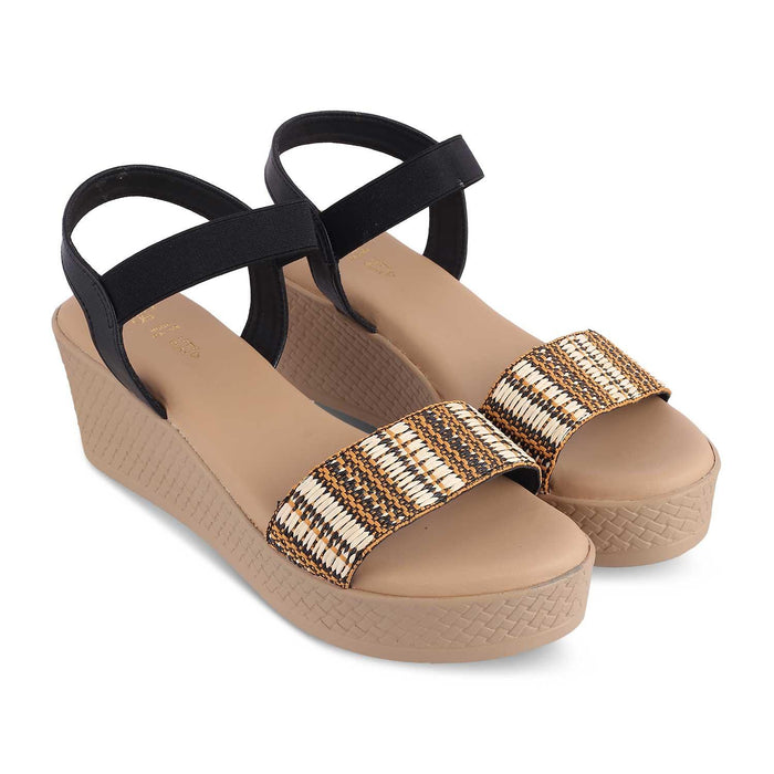 The Medge Black Women's Dress Wedge Sandals Tresmode - Tresmode