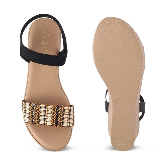 The Medge Black Women's Dress Wedge Sandals Tresmode - Tresmode