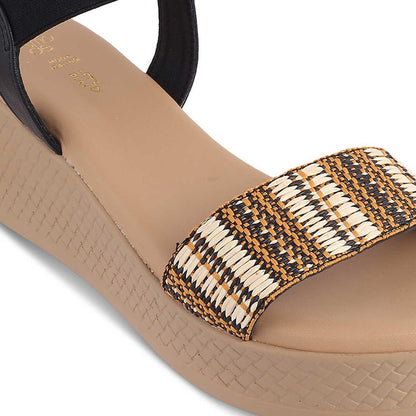 The Medge Black Women's Dress Wedge Sandals Tresmode - Tresmode