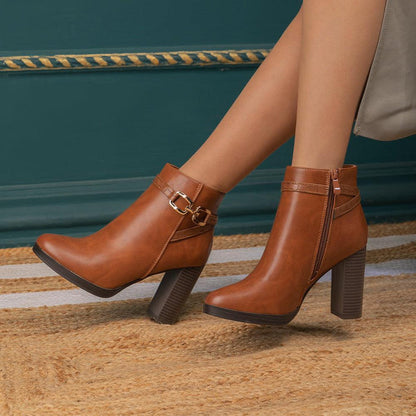 The Paris Camel Women's Ankle-length Boots Tresmode - Tresmode