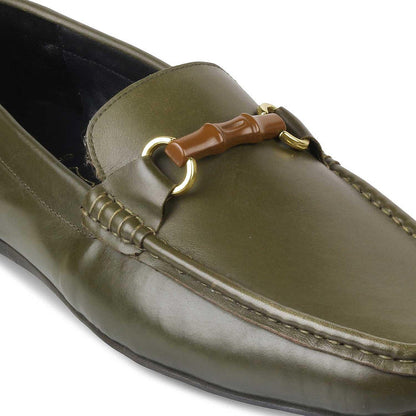 The Porter-2 Green Men's Leather Loafers Tresmode - Tresmode