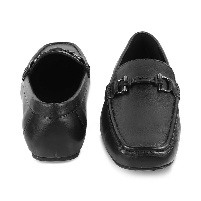 The Proter Black Men's Leather Driving Loafers Tresmode - Tresmode